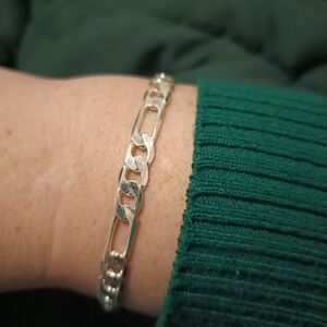 Sterling Silver Figaro Link Bracelet - Silver